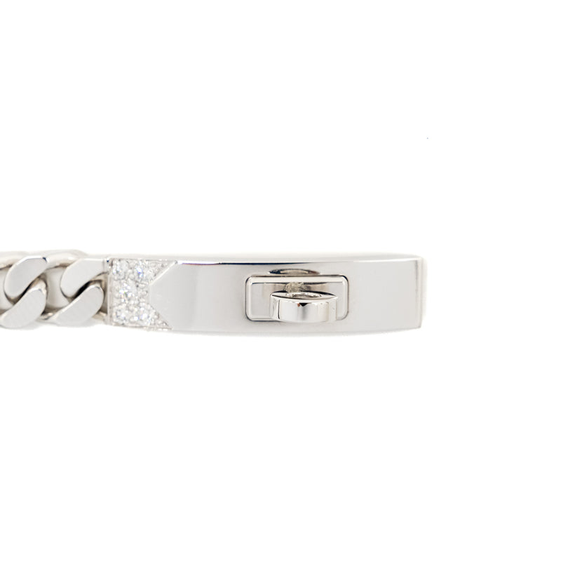 HERMES Size SH Kelly Gourmette Bracelet White Gold, Diamonds