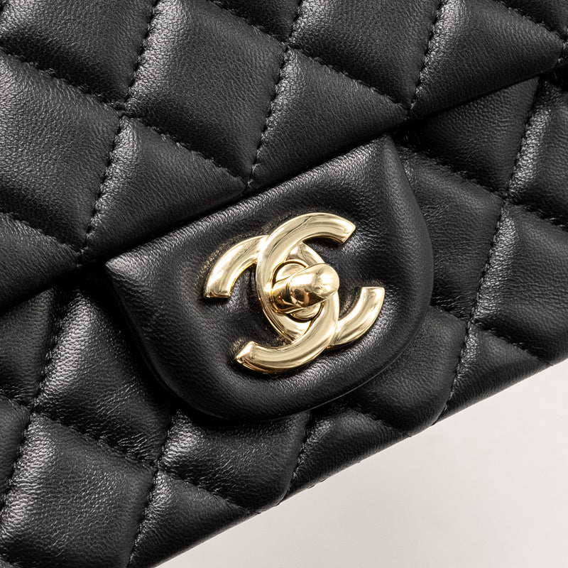 Chanel Mini Rectangular Flap Bag Lambskin Black LGHW (Microchip)