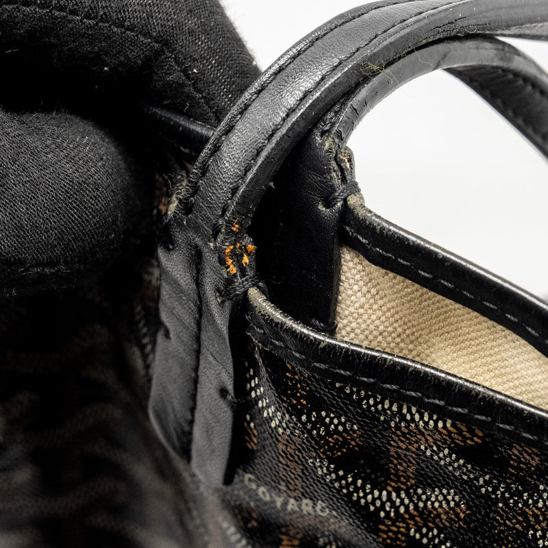 Goyard Saint Louis PM Tote Bag Goyardine Canvas / Calfskin Black SHW
