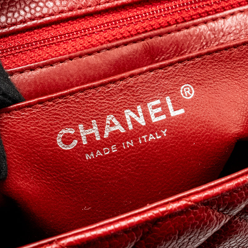 Chanel Mini Square Flap bag Caviar Red SHW