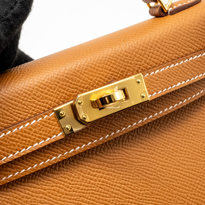 Hermes Mini Kelly II Epsom Gold GHW Stamp U