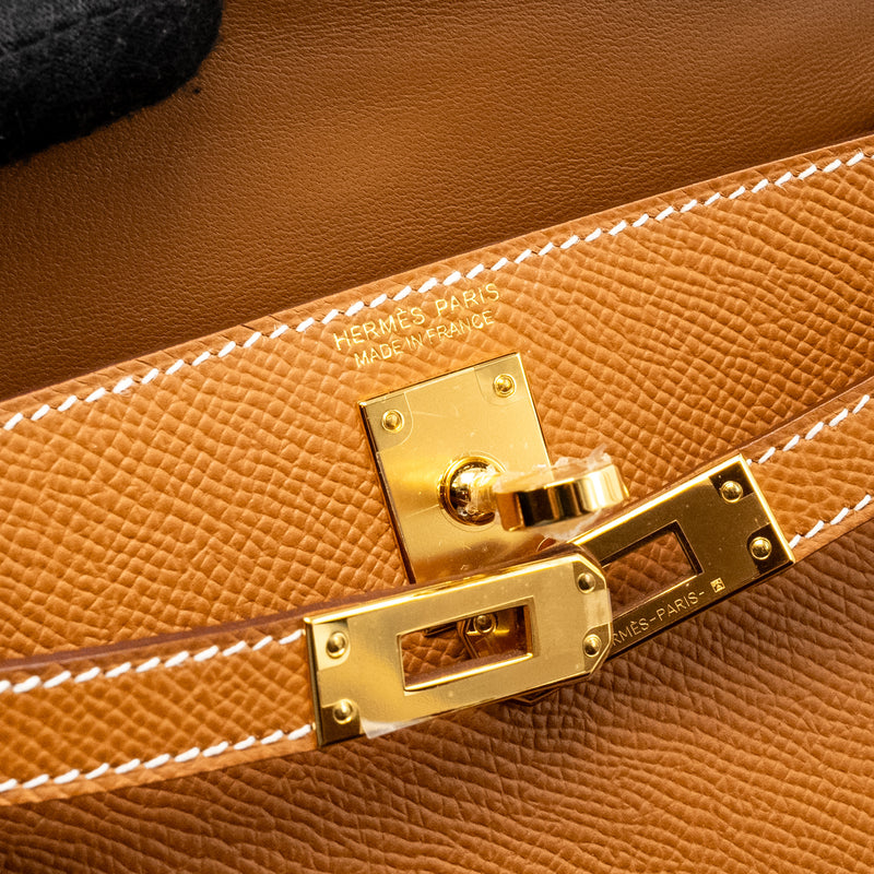 Hermes Mini Kelly II Epsom Gold GHW Stamp U