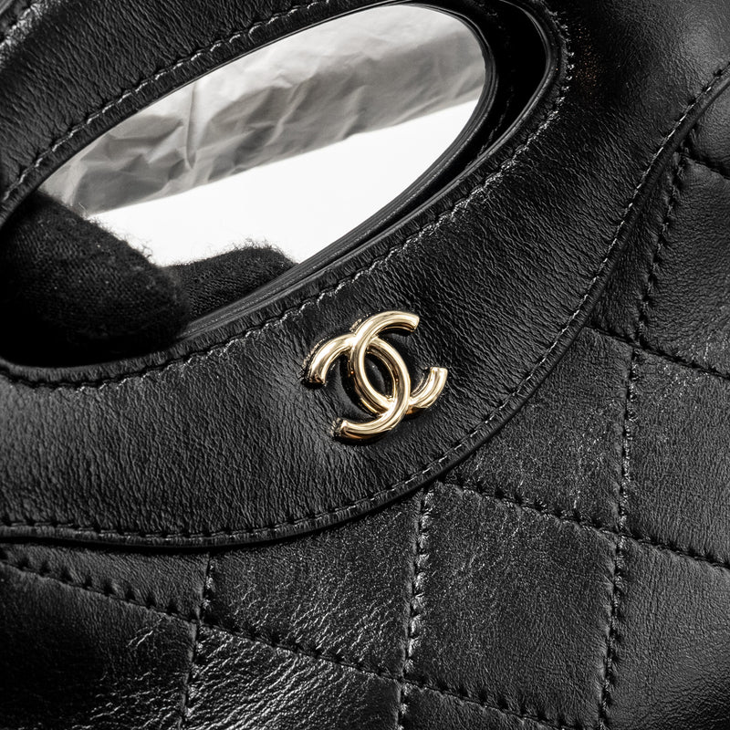 Chanel 24c Mini 31 Clutch With Chain Shiny Calfskin Black LGHW (Microchip)