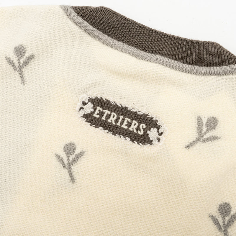 Hermes Size 38 Etriers Embroidered Short-Sleeve Sweater Wool/Cashmere/Polyamide 1P Gris Titane