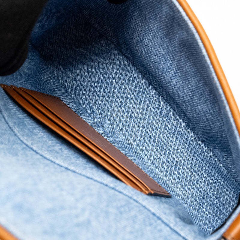 Fendi Mini Baguette Denim Light Blue FF Embroidery SHW