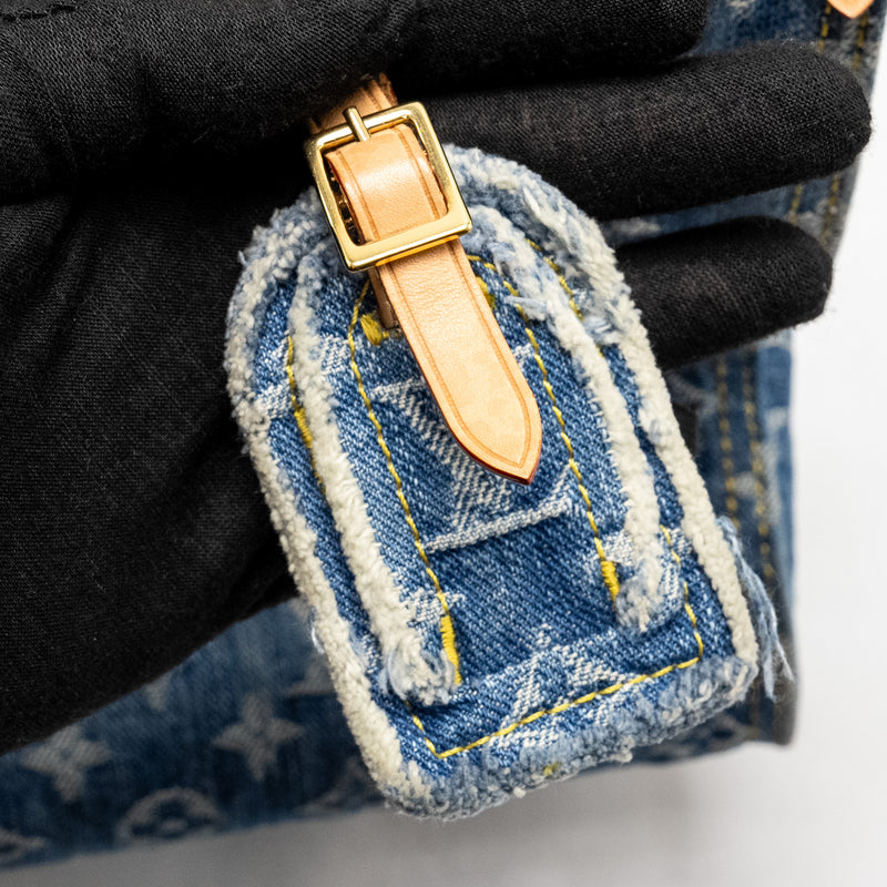 Louis Vuitton Onthego MM Remix Monogram Denim Blue GHW