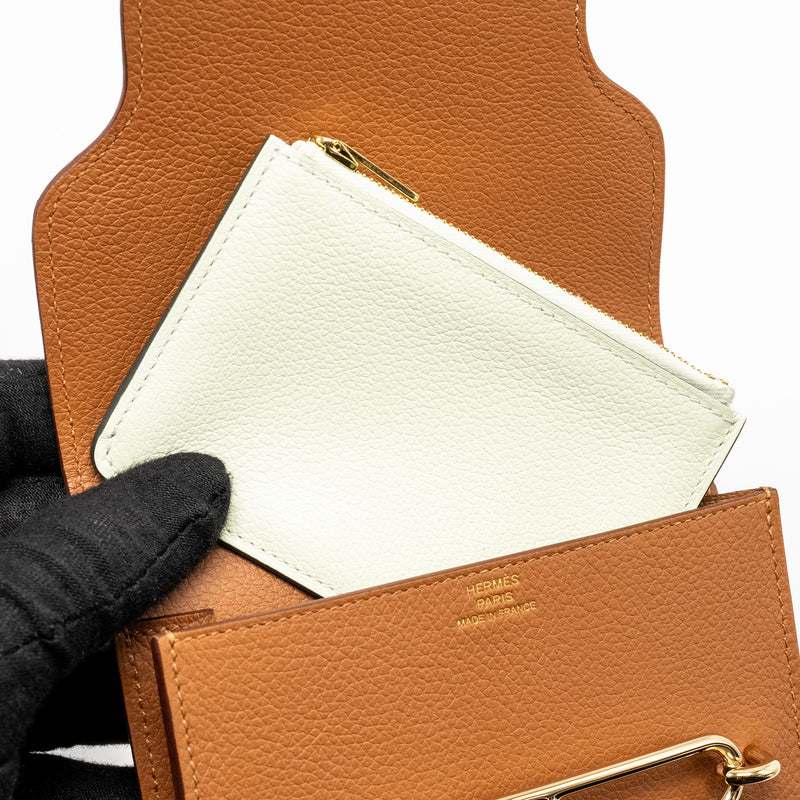 Hermes Roulis Slim Evercolor Gold/Vert Fizz LGHW Stamp U