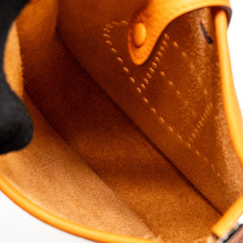Hermes Mini Evelyn Clemence Orange SHW Stamp W
