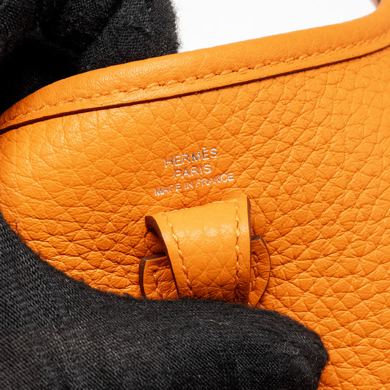 Hermes Mini Evelyn Clemence Orange SHW Stamp W