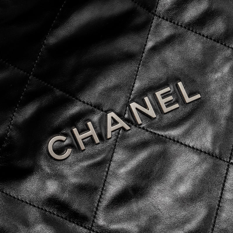 Chanel Medium 22 Shiny Calfskin Black SHW (Microchip)