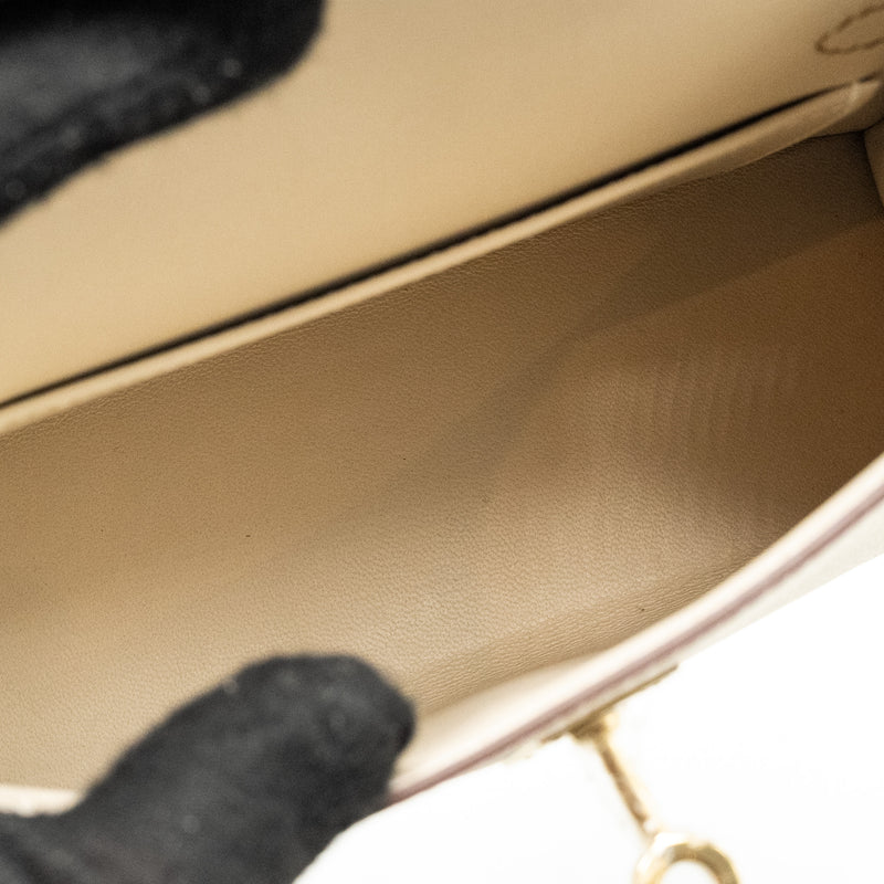 Hermes Mini Kelly II Epsom Craie/Biscuit LGHW Stamp W