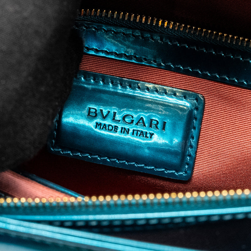 Bvlgari serpenti forever bag patent metallic blue LGHW