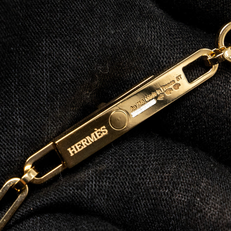Hermes Size ST Kelly Chaine Lariat Necklace, Small Model, Yellow Gold/ Diamonds