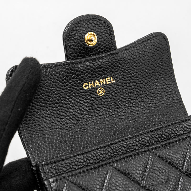 Chanel Classic Flap card holder caviar Black GHW (Microchip)