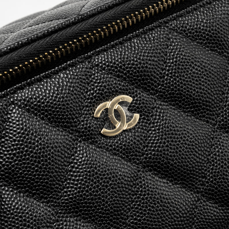 CHANEL Long Vanity With Chain Caviar Black LGHW