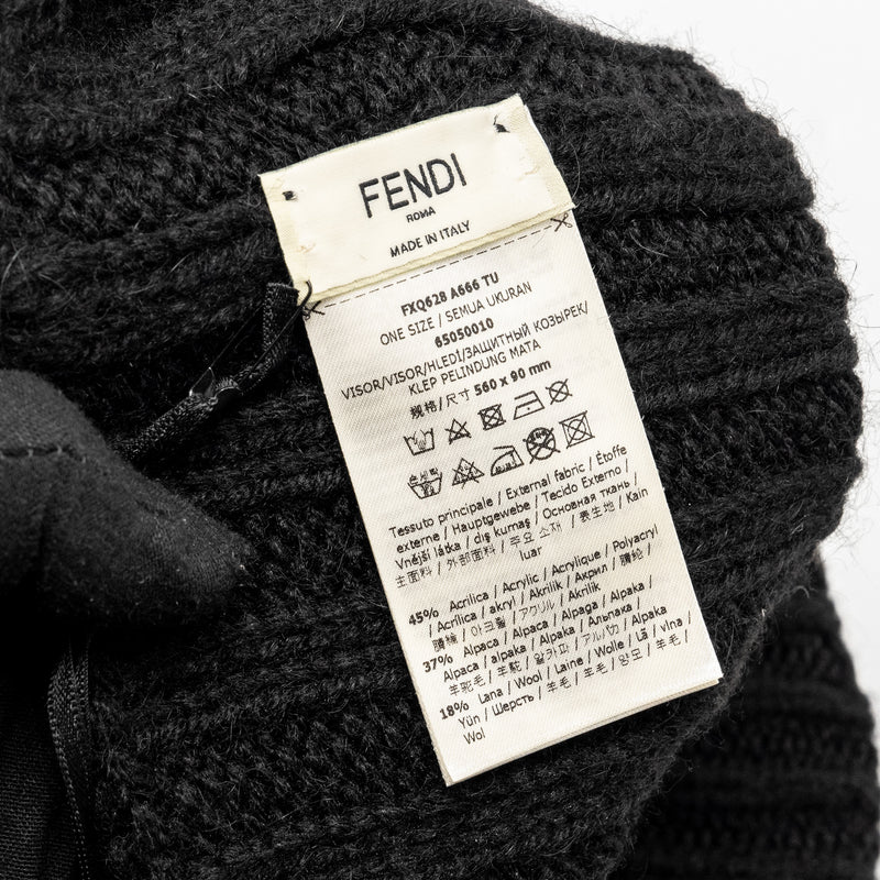 Fendi Mania Logo-Embroidered Knitted Headband Cap hat Alpaca/Wool Black/Multicolour