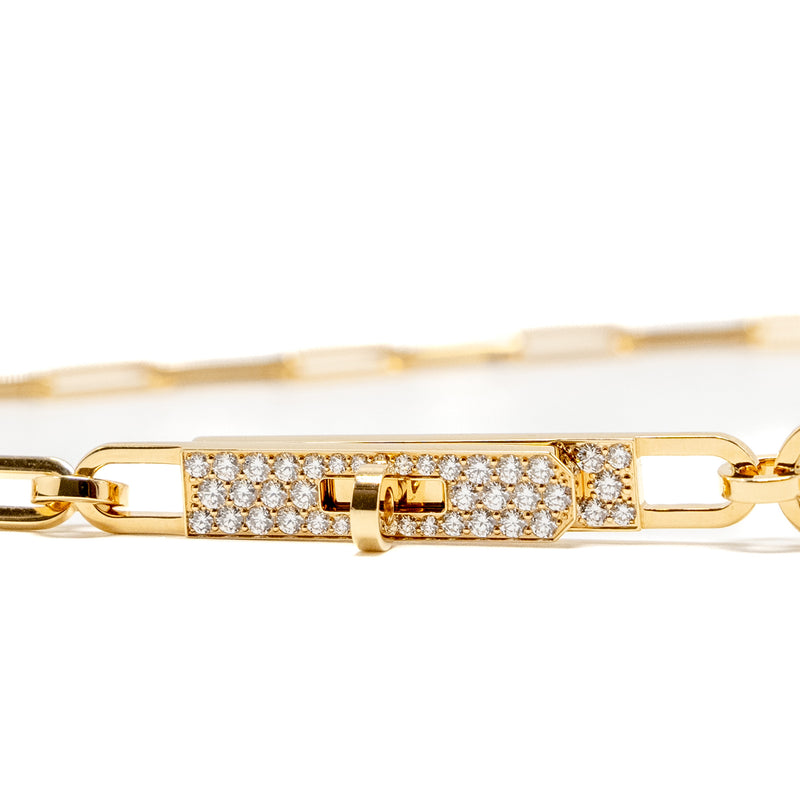Hermes Size ST Kelly Chaine Lariat Necklace, Small Model, Yellow Gold/ Diamonds