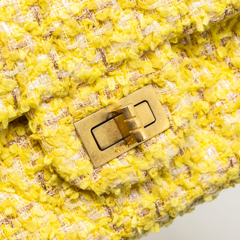 Chanel Mini 2.55 Reissue Flap Bag Tweed Yellow GHW