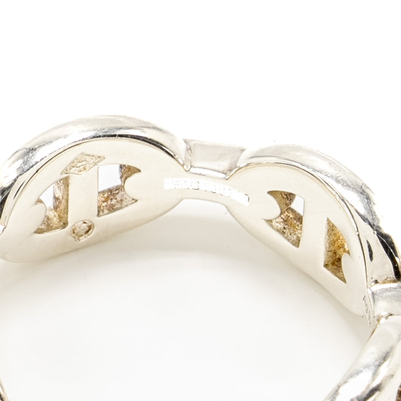 Hermes Size 55 Chaine D’Ancre Enchainee Ring, Small Model, Silver