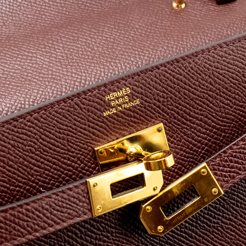 Hermes Kelly To Go Epsom Bordeaux GHW Stamp U