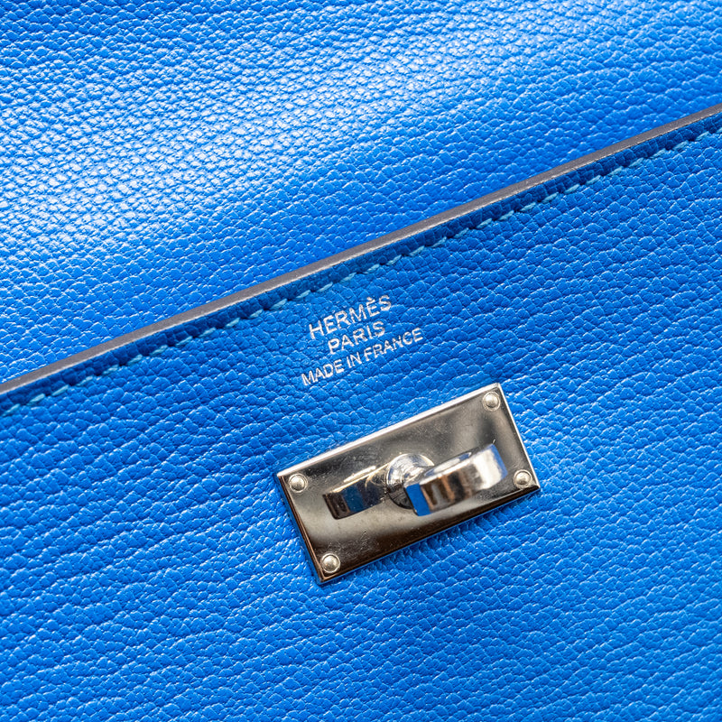 Hermes Kelly Long Wallet Chèvre Mysore Blue Hydra SHW Stamp X