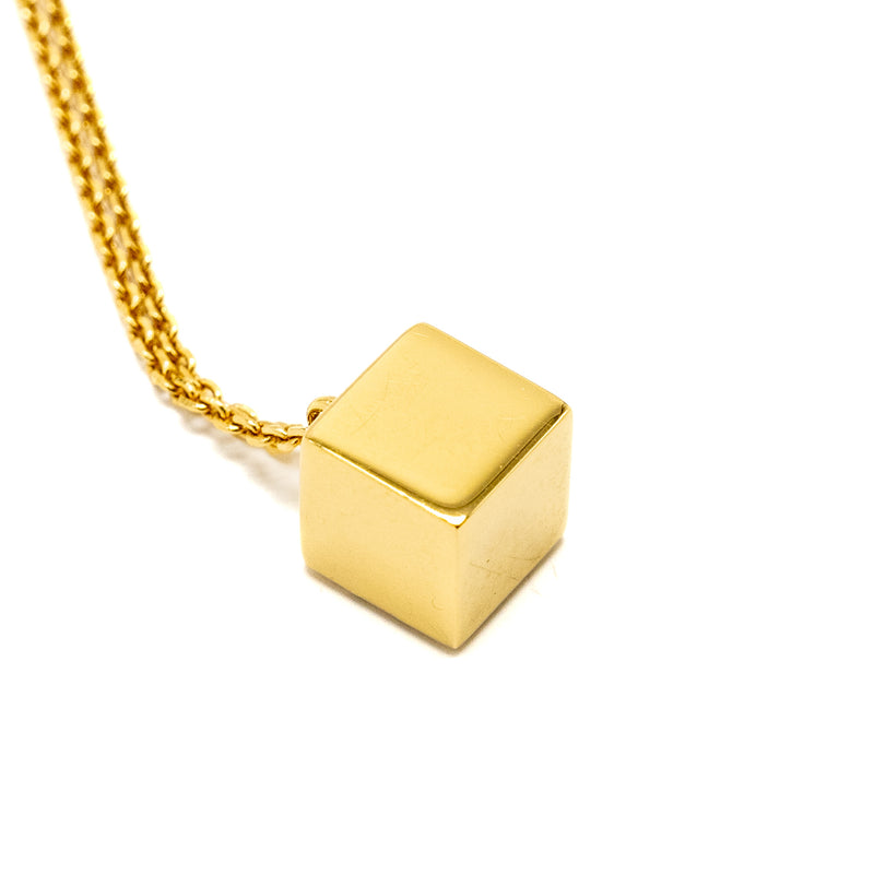 CELINE Triomphe Cube Crystal Necklace Gold Tone