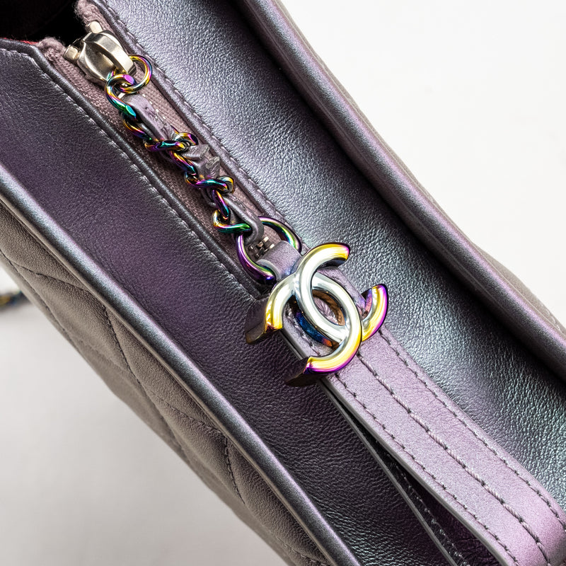 Chanel Small Gabrielle Hobo Bag Calfskin / Lambskin Iridescent Light Purple Multicolour Hardware