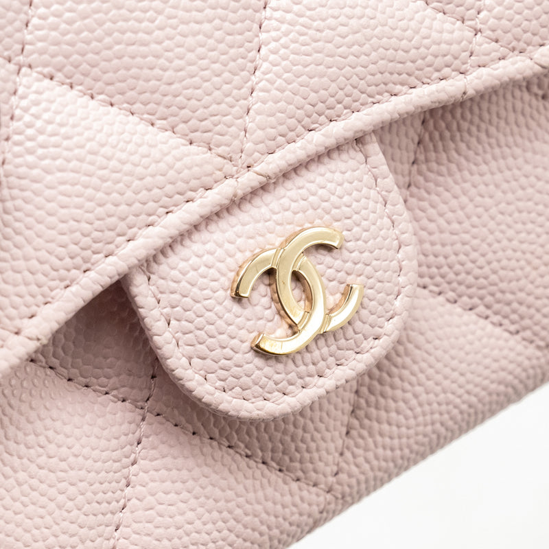 Chanel Mini Card Holder with Chain Caviar Pink GHW