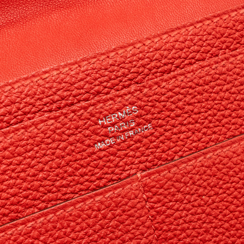 Hermes Dogan Compact Wallet Togo Red SHW Stamp T