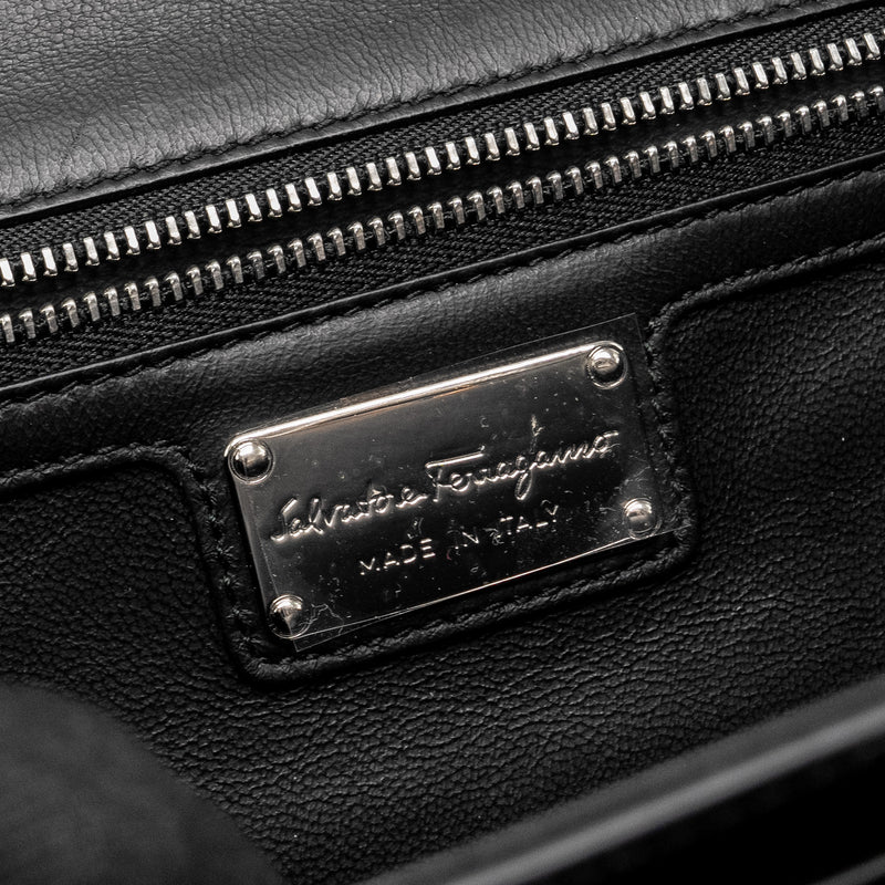 Ferragamo Ginny Shoulder Bag Calfskin Black SHW