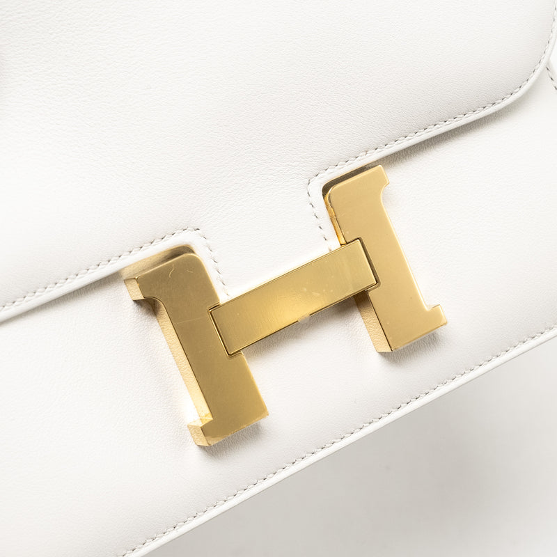 Hermes Mini Constance Swift New White LGHW Stamp B