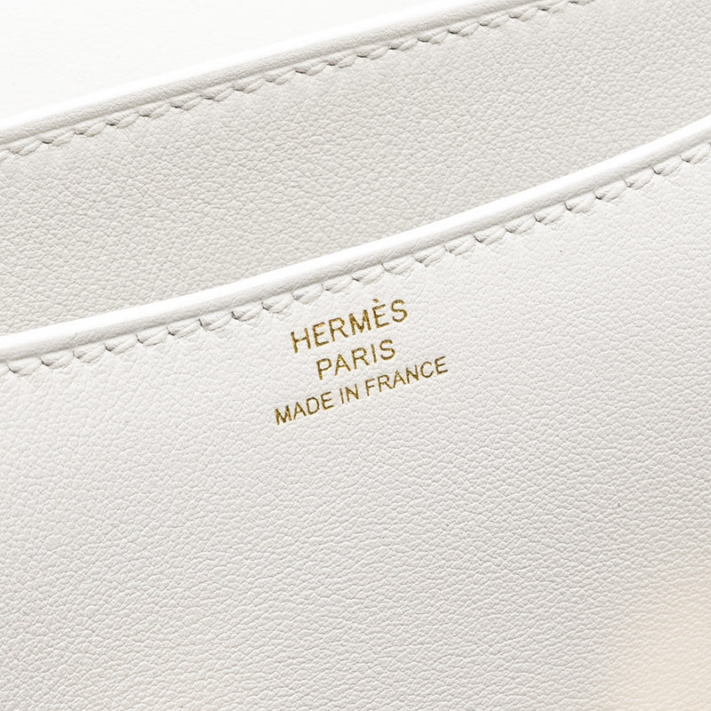 Hermes Mini Constance Swift New White LGHW Stamp B