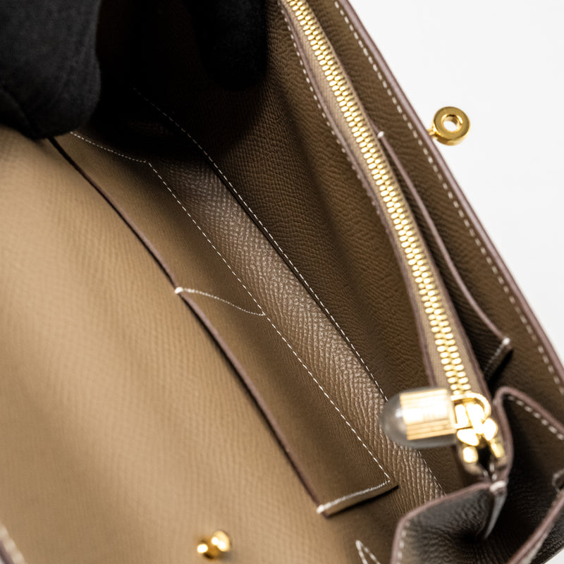 Hermes Kelly To Go Epsom Etoupe GHW Stamp Z