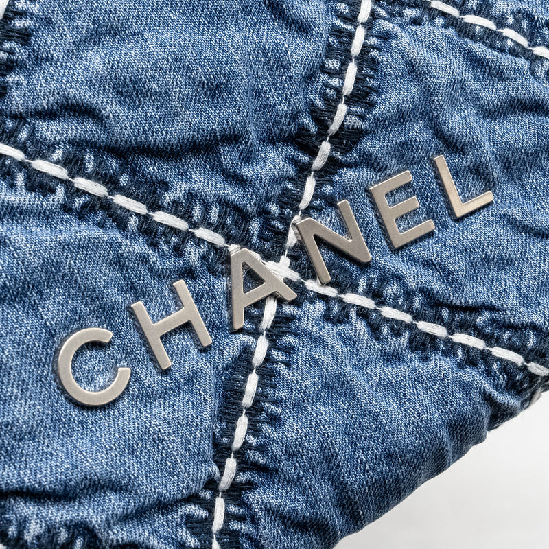 Chanel Mini 22 Denim Light Blue SHW (microchip)