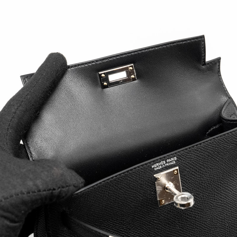 Hermes Mini Kelly II Epsom Black SHW Stamp W