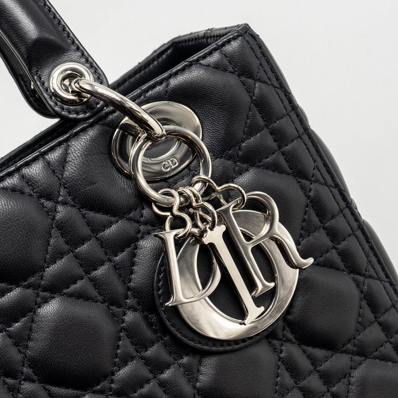 DIOR Medium Lady Dior Lambskin Dark Blue SHW