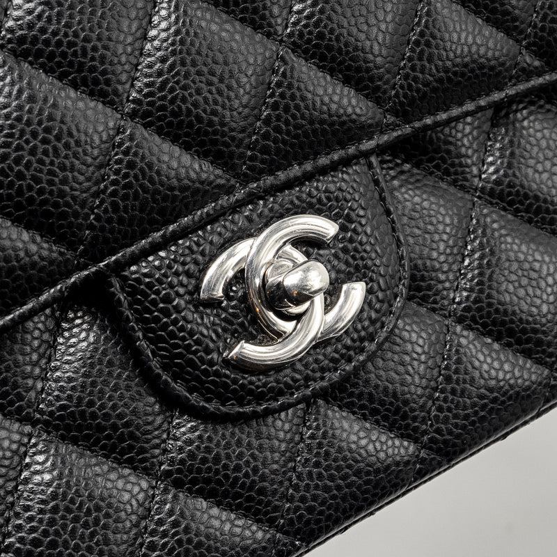 Chanel Medium Classic Double Flap Bag Caviar Black SHW (microchip)