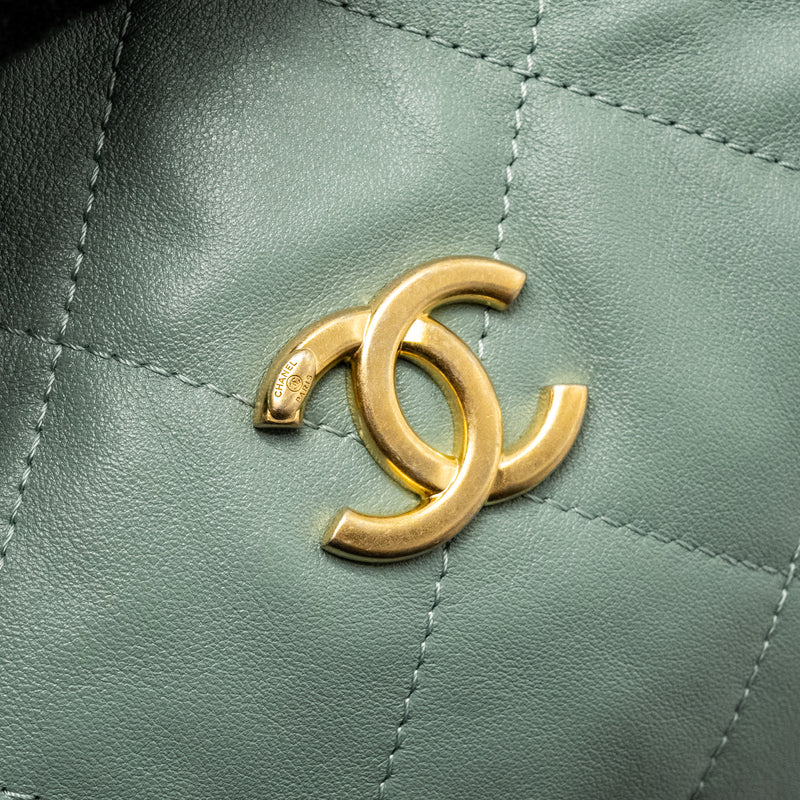 Chanel 22C Hobo bag with Giant Chain calfskin Green GHW (microchip)