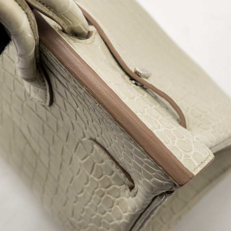 Hermes Birkin 25 Crocodile Porosus Beton SHW Stamp B