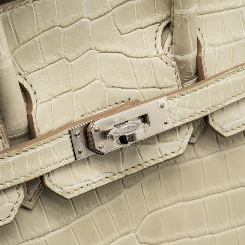 Hermes Birkin 25 Crocodile Porosus Beton SHW Stamp B