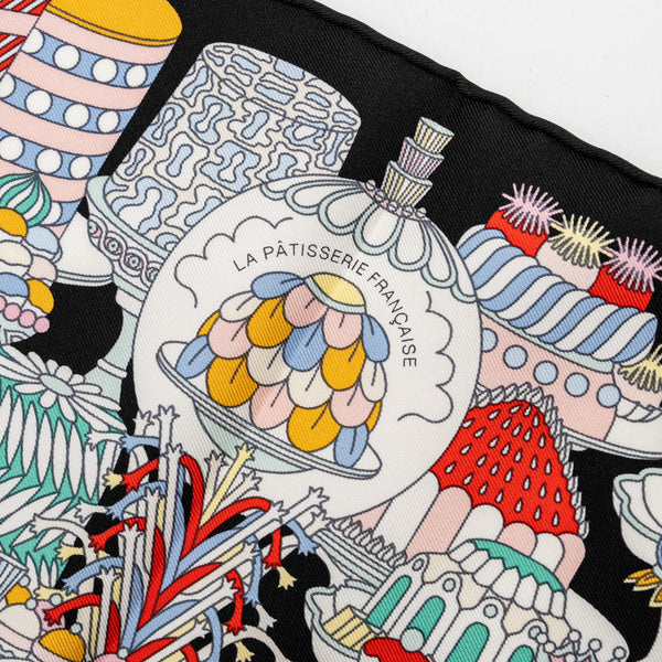 Hermes 45 cm La Patisserie Francaise Scarf Noir/Menthol/Multicolour