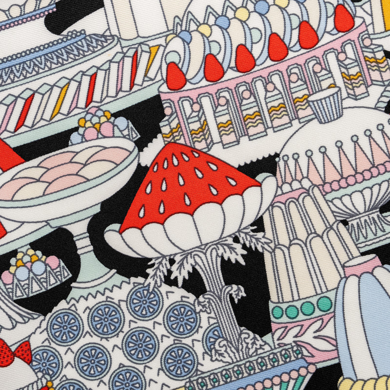Hermes 45 cm La Patisserie Francaise Scarf Noir/Menthol/Multicolour