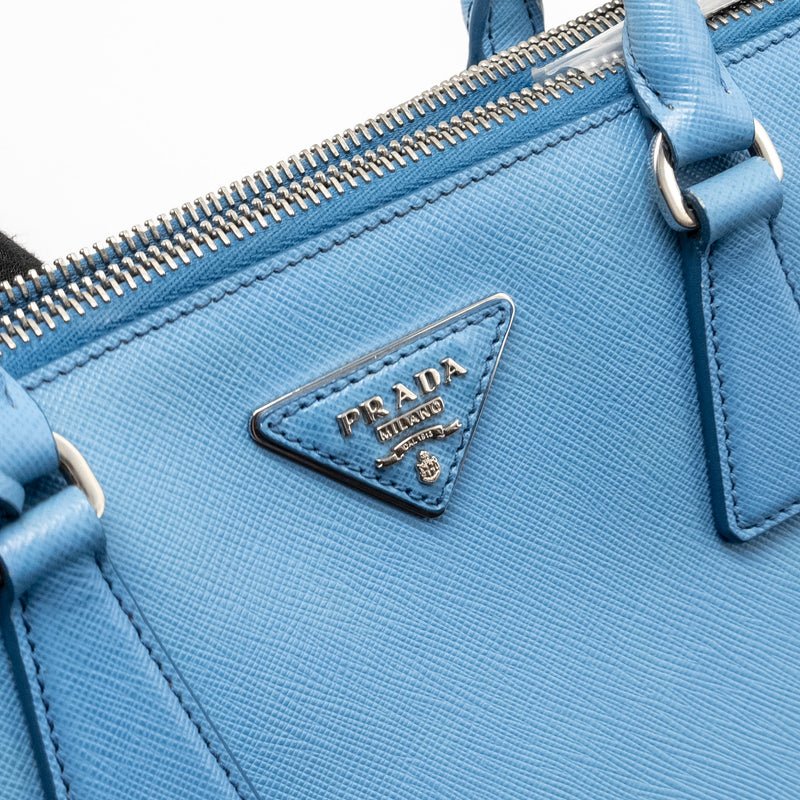 Prada Medium Galleria Saffiano Bag Leather Blue SHW