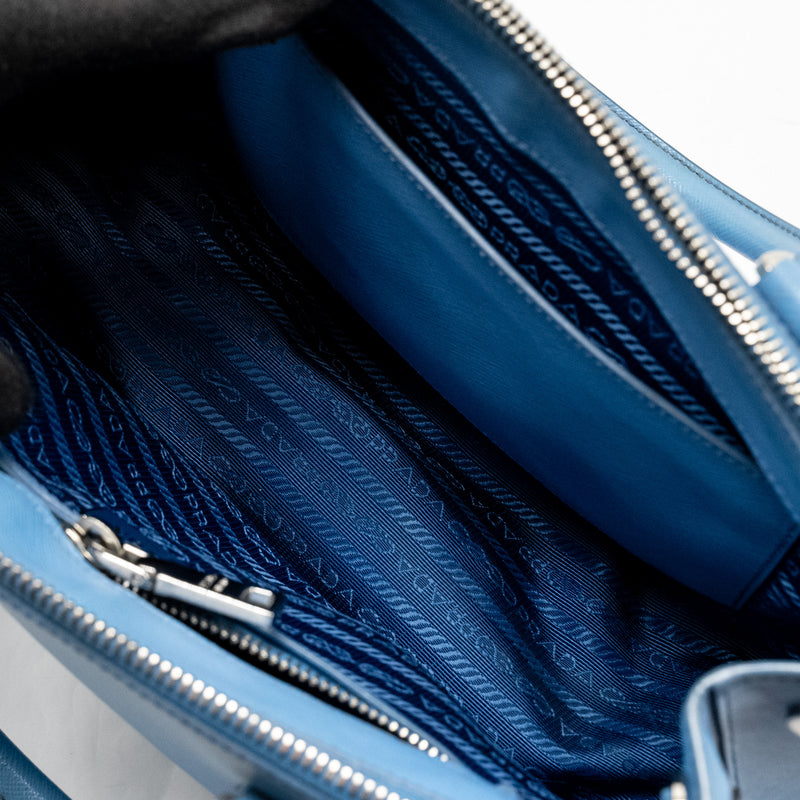 Prada Medium Galleria Saffiano Bag Leather Blue SHW