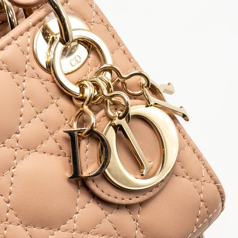 Dior Lady Dior Micro Bag Cannage Lambskin Rose Des Vents LGHW