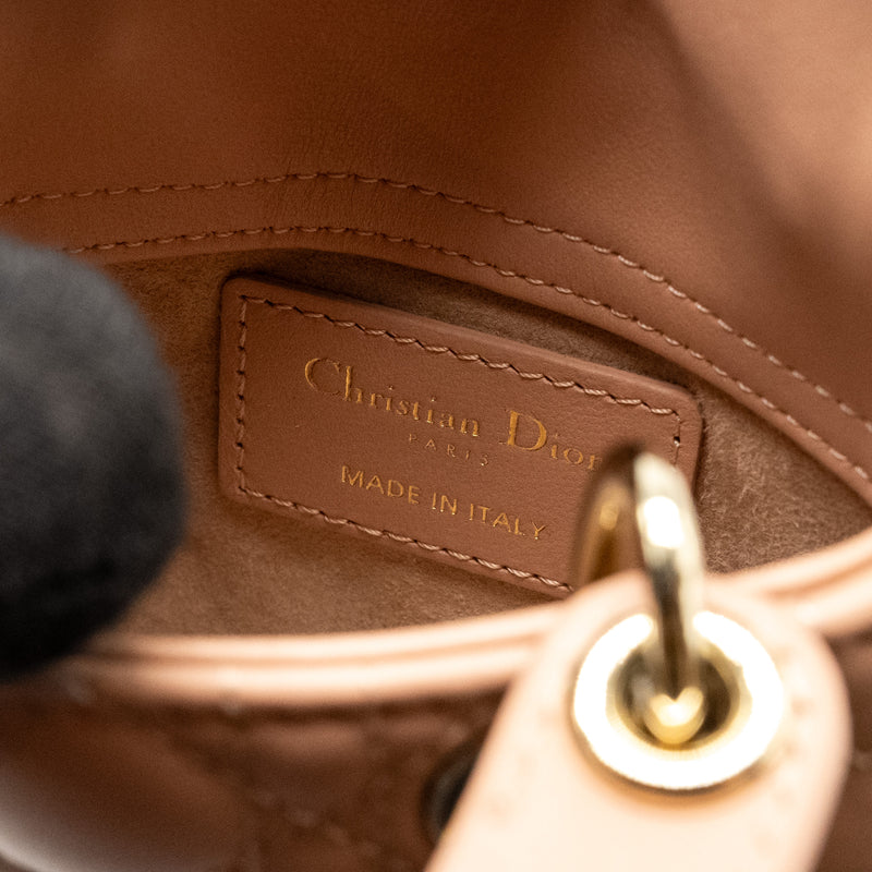 Dior Lady Dior Micro Bag Cannage Lambskin Rose Des Vents LGHW