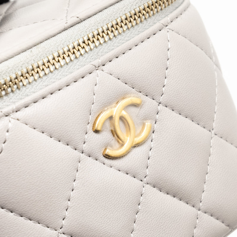 Chanel Top Handle Mini Vanity Case Lambskin Light Grey GHW