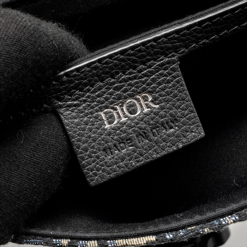 DIOR Homme Mini Saddle Messenger Bag with Flap Oblique Jacquard/Grained Calfskin Multicolour Hardware