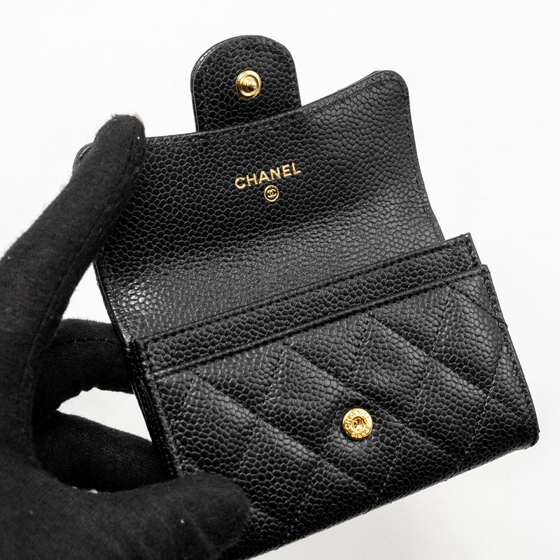 Chanel Classic Flap Card Holder CAVIAR BLACK GHW (Microchip)