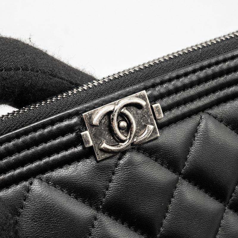 Chanel Boy Pouch Lambskin Black Ruthenium  Hardware